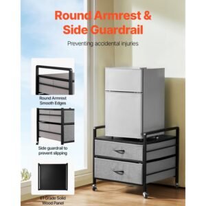 mini fridge stand with storage 176 lb capacity mini fridge table with 2 drawers 4 swivel wheels mobile mini fridge shelf gray mini fridge organizer for dorm apartment office bedroom 4.jpg