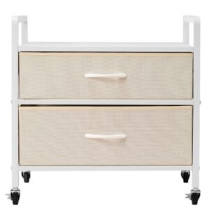 Mini Fridge Stand with Storage, 176 lb-Capacity Mini Fridge Table with 2 Drawers & 4 Swivel Wheels, Mobile Mini Fridge Shelf, White Mini Fridge Organizer for Dorm, Apartment, Office, Bedroom