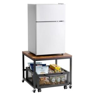 mini fridge stand with storage 198 lbs mini fridge table with movable storage cart swivel wheels beverage refrigerator stand for coffee bar mini fridge organizer for home dorm light brown 4.jpg