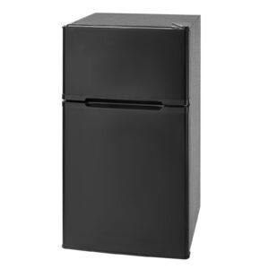 Mini Fridge with Freezer, 3.2 Cu.Ft, Two Door Compact Refrigerator, Adjustable Temperature, Shelf, Energy Efficient Small Fridge, Reversible Door, Low Noise, for Bedroom, Dorm, Office, Black