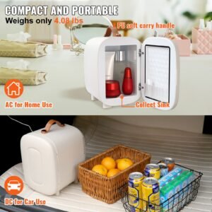 mini skin care fridge 4 l6 can cute makeup fridge for cosmetics beverage fruit milk acdc cooler warmer mute tiny refrigerator for bedroom office dorm desk car etl certified white 5.jpg