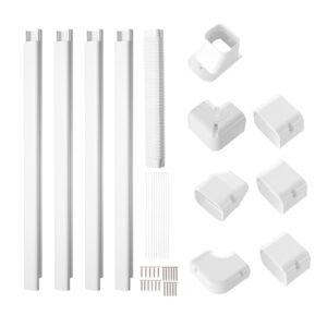 mini split line set cover 3 inch w 158ft l pvc decorative pipe line cover for air conditioner with 4 straight ducts full components easy to install paintable for heat pumps white 2.jpg