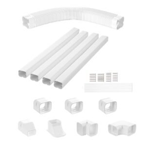 mini split line set cover 3 inch w 158ft l pvc decorative pipe line cover for air conditioner with 4 straight ducts full components easy to install paintable for heat pumps white 3.jpg