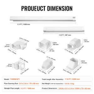 mini split line set cover 3 inch w 176ft l pvc decorative pipe line cover for air conditioner with 4 straight ducts full components easy to install paintable for heat pumps white 3.jpg