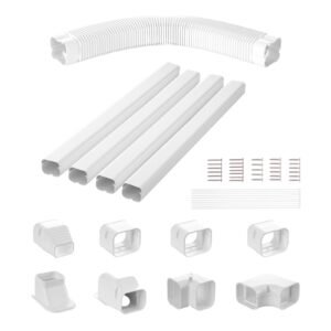 mini split line set cover 3 inch w 176ft l pvc decorative pipe line cover for air conditioner with 4 straight ducts full components easy to install paintable for heat pumps white 5.jpg