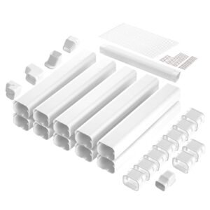 Mini Split Line Set Cover 3-inch W 17.7Ft L, PVC Decorative Pipe Line Cover For Air Conditioner with 10 Straight Ducts & Full Components Easy to Install, Paintable for Heat Pumps, White