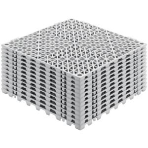 Modular Interlocking Cushion, 12 Pack 12" x 12" Splicing Drainage Mats, Soft PVC Interlocking Drainage Floor Tiles, Non-Slip Drainage Holes for Restroom, Bathroom, Kitchen, Pool, Wet Areas, Gray