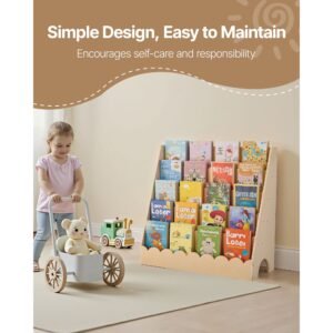 montessori bookshelf 5 tier scalloped kids bookshelf front facing toddler bookcase dual hooks for hanging backpacks baby bookshelf for kids room living room entryway nursury preschool 3.jpg