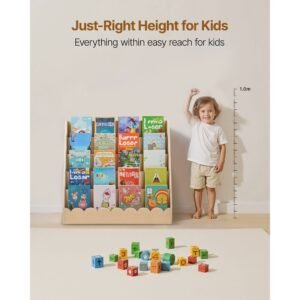 montessori bookshelf 5 tier scalloped kids bookshelf front facing toddler bookcase dual hooks for hanging backpacks baby bookshelf for kids room living room entryway nursury preschool 4.jpg