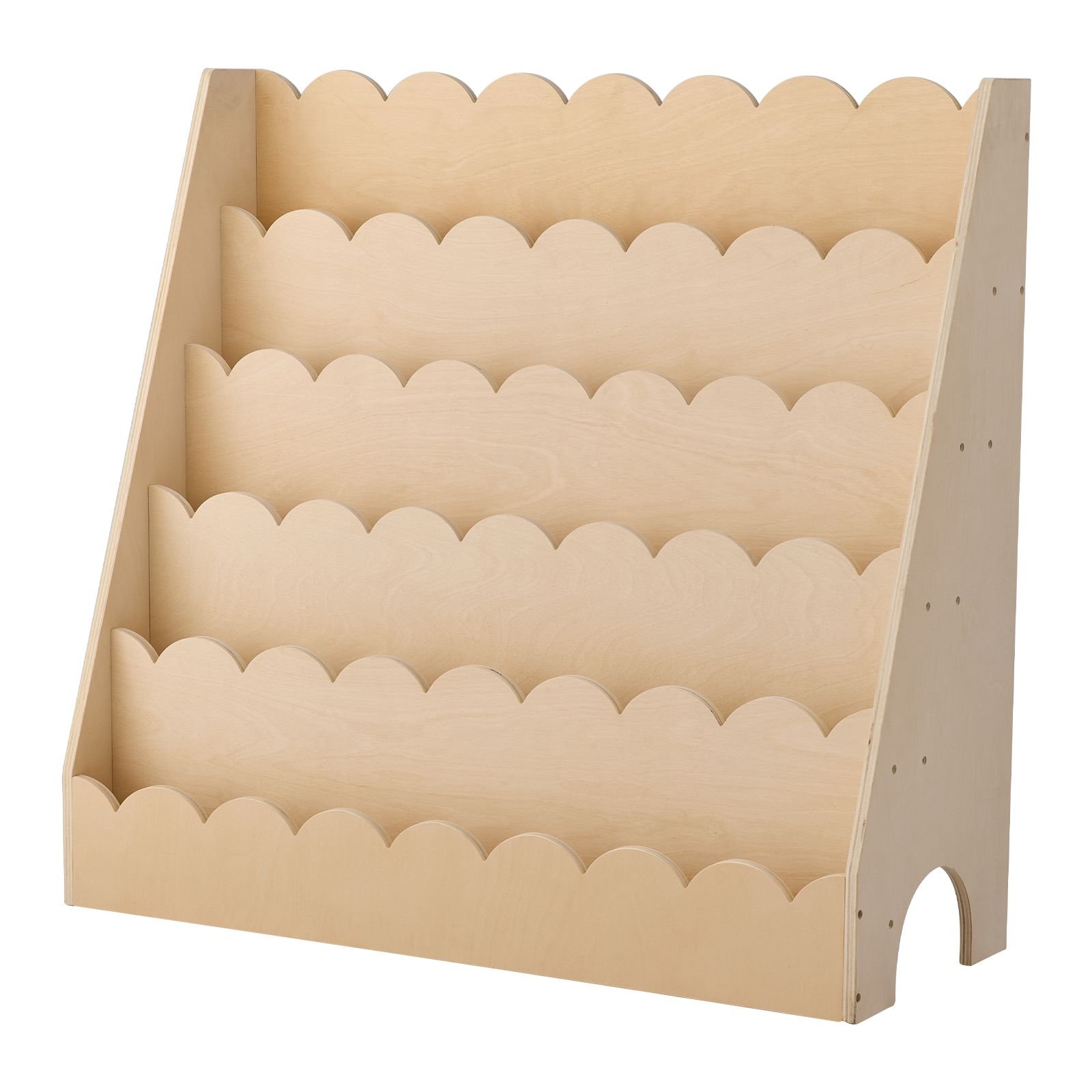 montessori bookshelf 5 tier scalloped kids bookshelf front facing toddler bookcase dual hooks for hanging backpacks baby bookshelf for kids room living room entryway nursury preschool.jpg