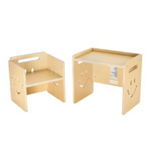 montessori weaning table and chair set 3 in 1 wooden toddler table and chairs with chalkboard adjustable height montessori table for ages 1 5 ideal for drawing reading eating natural 1.jpg