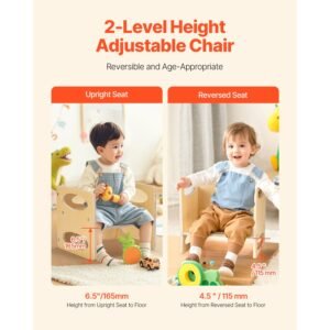 Montessori Weaning Table and Chair Set, Wooden Toddler Table and Chair Set for Aged 1-5, Adjustable Height Kids Montessori Chair and Activity Table, Ideal for Reading, Eating, Playing - Natural