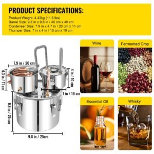 moonshine still distiller 3gal 12l stainless steel water distiller copper tube with circulating pump home brewing kit build in thermometer for diy whisky wine brandy spirits 4.jpg
