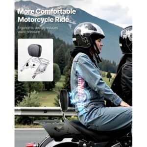 motorcycle backrest sissy bar with luggage rack compatible with harley davidson touring models street glide road glide and road king detachable passenger backrest for motorcycles 1.jpg