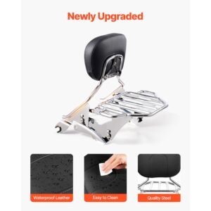 motorcycle backrest sissy bar with luggage rack compatible with harley davidson touring models street glide road glide and road king detachable passenger backrest for motorcycles 3.jpg