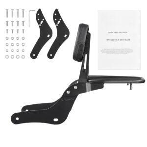 Motorcycle Backrest Sissy Bar with Luggage Rack, Compatible with Honda Rebel CMX 1100 2021-2022, 18-Inch Height, Removable Passenger Backrest, Durable Metal Frame with Leather Pad, Black