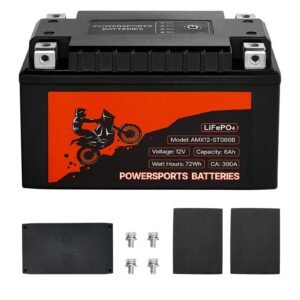 Motorcycle Battery, 12 Volt 6Ah, LiFePO4 Lithium Pre-Charged Powersports Battery, Maintenance Free & High Performance, Compatible with ATV, Motorcycle, Jet Skis, Scooter, UTV, and More