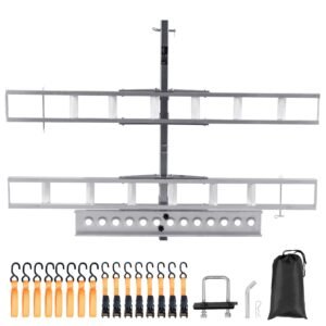 Motorcycle Carrier, 2-Bike 600 LBS Aluminum Motorcycle Carrier Hitch Mount, Loading Ramp, Scooter Dirt Bike Trailer Hauler, Ratchet Straps and Stabilizer, for Car, Truck with 2" Hitch Receiver