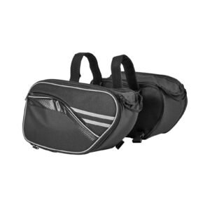 Motorcycle Saddlebag, 30 L (15 L x 2) Large Capacity Side Saddle Bag with Waterproof Rain Cover and Straps, Compatible with Most Motorcycles, Outdoor Sports Motorbike Luggage Storage Bag, Black