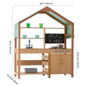 mud kitchen for kids wooden toy play kitchen set with accessories outdoor toddler grocery store playset pretend play kitchen with stoves planter boxes sink faucet blackboard cookware pot 1.jpg