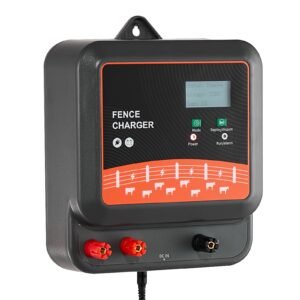 Multi-Powered Electric Fence Charger, 2J/3J/5J, Electric Fence Energizer with Real-Time LED Display, 6.2 Miles Range, AC DC Powerful Fences Charger, Keep Out Wild Animals, for Livestock Poultry