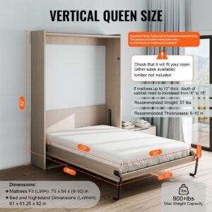 murphy bed kit full size vertical deluxe diy wall bed mechanical hardware kit pneumatic lever heavy duty bed frame support folding cabinet wall bed space saving design for guestroom 2.jpg