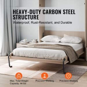 murphy bed kit twin size deluxe diy wall bed mechanical hardware kit pneumatic lever heavy duty bed frame support folding cabinet wall bed space saving design for guestroom easy to build 1.jpg