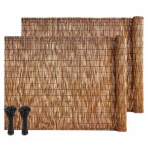 Natural Reed Fencing, 4 ft x 16.4 ft, 2 Pack Decorative Natural Reed Fencing Roll, Decorative Fence for Divider, Privacy Screen Panel Curtain for Balcony Patio Garden Backyard Outdoor, Brown