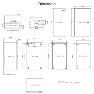 nema steel enclosure, 20 x 12 x 10'' nema 4x steel electrical box, ip66 waterproof & dustproof, outdoor/indoor electrical junction box, with mounting plate
