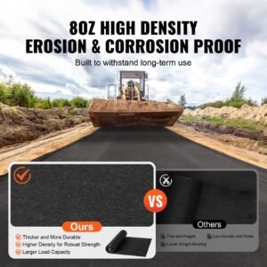 non woven geotextile fabric under gravel 6x50ft 8oz driveway fabric landscape fabric heavy duty weed barrier fabric ground cover weed control fabric french drains drainage fabric black 3.jpg