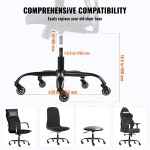 office chair base replacement 28 2500 lbs static load capacity heavy duty universal computer desk chair stool base part with 5 casters and gas cylinder desk chair base replacement black 4.jpg