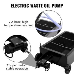 oil drain pan 25 gallon oil drain tank 95l low profile oil drain pan large capacity oil change pan foldable hand with electric pump hose swivel casters for car suv trucks oil draining 5.jpg