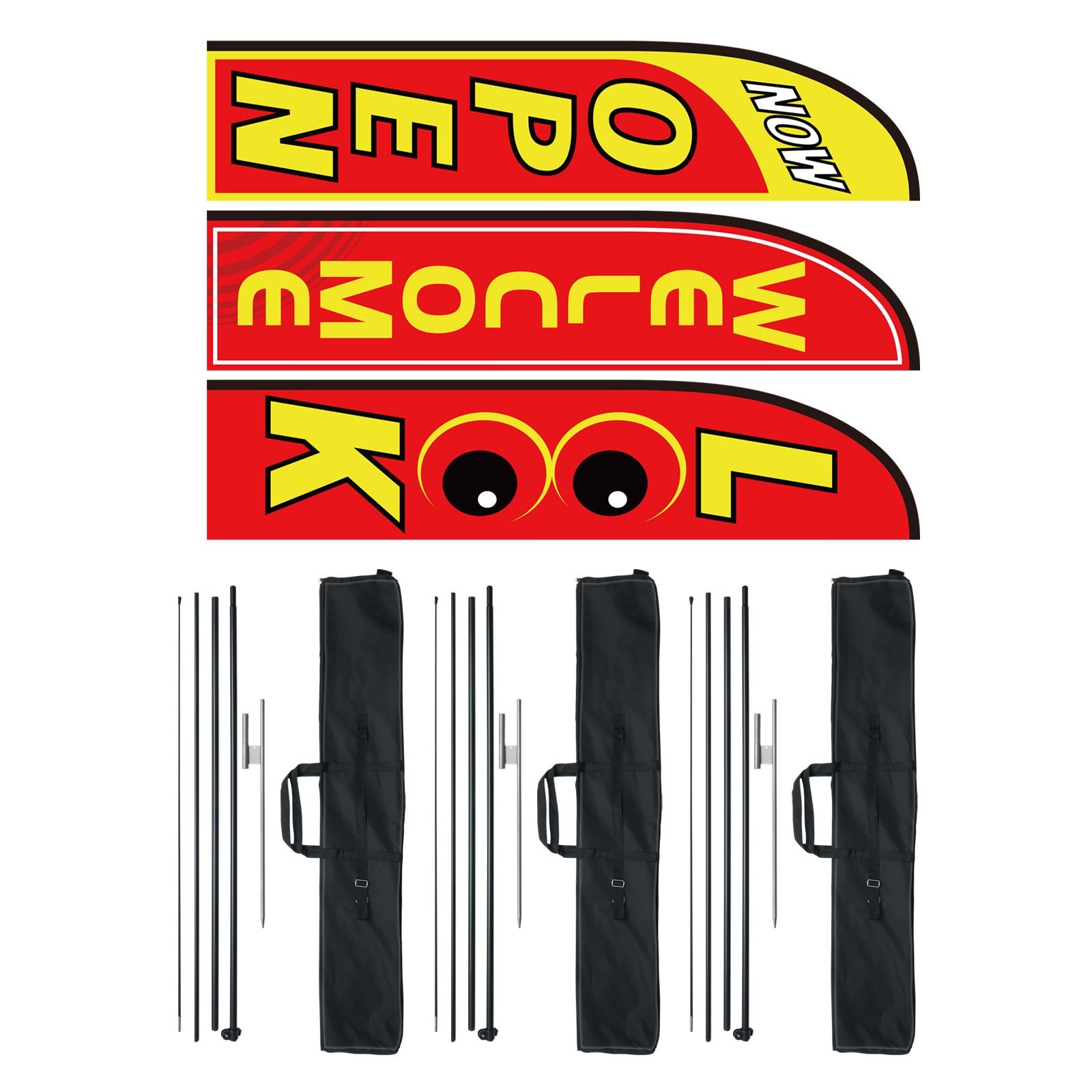 open flags with pole kit advertising flags for business outside advertising feather flag kit 3 flags open look welcome 3 poles 3 ground stakes swooper flags for businesses 163 ft.jpg