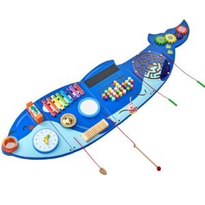 Orca Activity Wall Busy Board Panels, 12 Activities, Montessori Sensory Wall Toy for Kids 3-12 Years, Montessori Learning Activity Center, Ideal for Toddler Playroom Nursery Classroom