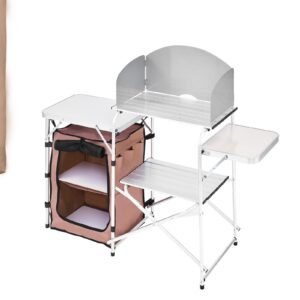 outdoor 2 tier kitchen with zippered bag portable folding cook table for bbq party and camping brown 1.jpg