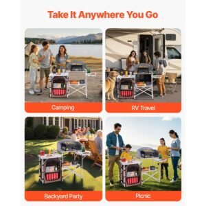 outdoor 2 tier kitchen with zippered bag portable folding cook table for bbq party and camping brown 2.jpg
