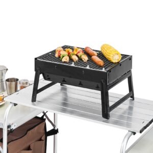 outdoor 2 tier kitchen with zippered bag portable folding cook table for bbq party and camping brown 4.jpg