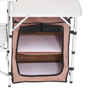 outdoor 2 tier kitchen with zippered bag portable folding cook table for bbq party and camping brown 5.jpg
