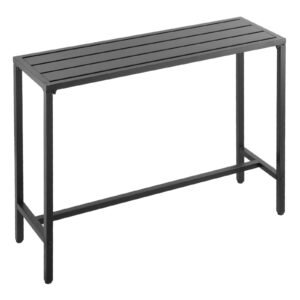 Outdoor Bar Table, 47 x 15 in Patio Bar Table, Waterproof Top & Sturdy Metal Frame, Rectangle Counter Height Dining Tables, Outdoor Furniture for Balcony, Yard, Hot Tub, Poolside, Indoor