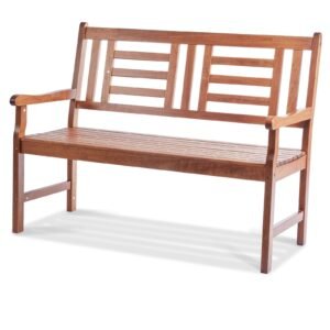 Outdoor Bench, 48 inches Wood Garden Bench for Outdoors, Outdoor Garden Park Bench with Backrest and Armrests, 700 lbs Load Capacity Bench, Patio Bench for Garden, Park, Yard, Front Porch