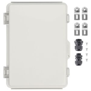 Outdoor Electrical Junction Box, 16.93 x 12.99 x 7.09 in, ABS Plastic Electrical Enclosure Box with Hinged Cover Stainless Steel Latch, IP67 Dustproof Waterproof for Outdoor Electrical Projects