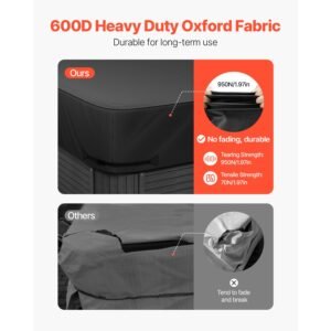 outdoor hot tub cover, 90 x 90 x 20 inch weatherproof and waterproof hot tub cover protector, 600d heavy duty oxford fabric and 950n tearing strength, square spa covers for hottub, black