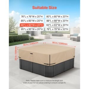 outdoor hot tub cover 90 x 90 x 20 inch weatherproof and waterproof hot tub cover protector 600d heavy duty oxford fabric and 950n tearing strength square spa covers for hottub brown 1.jpg