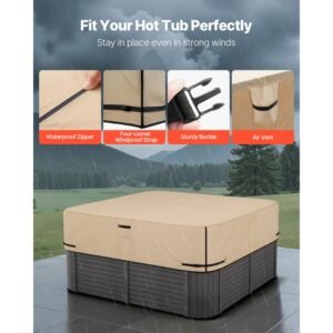 outdoor hot tub cover 90 x 90 x 20 inch weatherproof and waterproof hot tub cover protector 600d heavy duty oxford fabric and 950n tearing strength square spa covers for hottub brown 4.jpg
