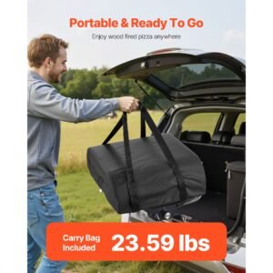 Outdoor Pizza Oven, 12 in Propane Gas Pizza Maker, Portable Pizza-Cooker with Electric Rotation, Thickened Pizza-Stone, Carry Bag, Propane Pizza-Oven for Outside Backyard Patio Camping, Black
