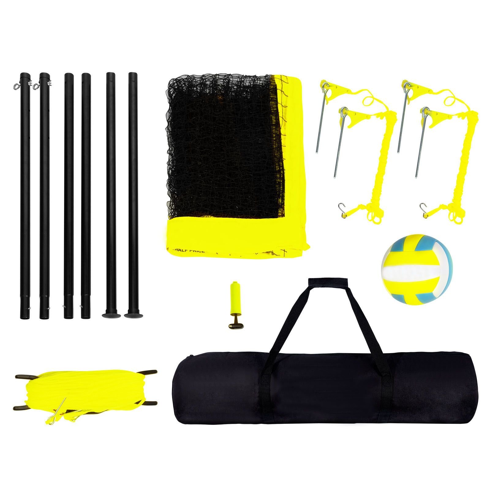 outdoor portable volleyball net system adjustable height steel poles professional volleyball set with pvc volleyball pump carrying bag heavy duty volleyball net for backyard beach lawn.jpg