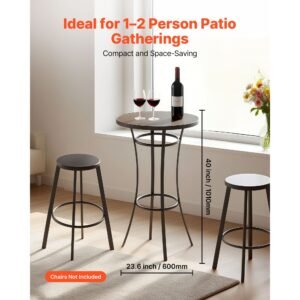 outdoor round bar table, 23.7 in counter bar height bistro table, patio dining tables with easy to clean top & sturdy metal frame, indoor high top pub tables for small places, kitchen