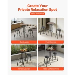 outdoor round bar table, 23.7 in counter bar height bistro table, patio dining tables with easy to clean top & sturdy metal frame, indoor high top pub tables for small places, kitchen