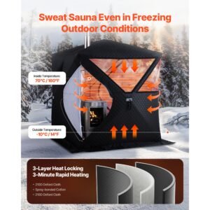 outdoor sauna tent pro, portable steam & dry sauna for 4 persons, heavy duty oxford cloth & carbon steel, easy setup for camping, backyard, or home gym,easy setup(black)