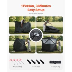 outdoor sauna tent pro, portable steam & dry sauna for 4 persons, heavy duty oxford cloth & carbon steel, easy setup for camping, backyard, or home gym,easy setup(black)